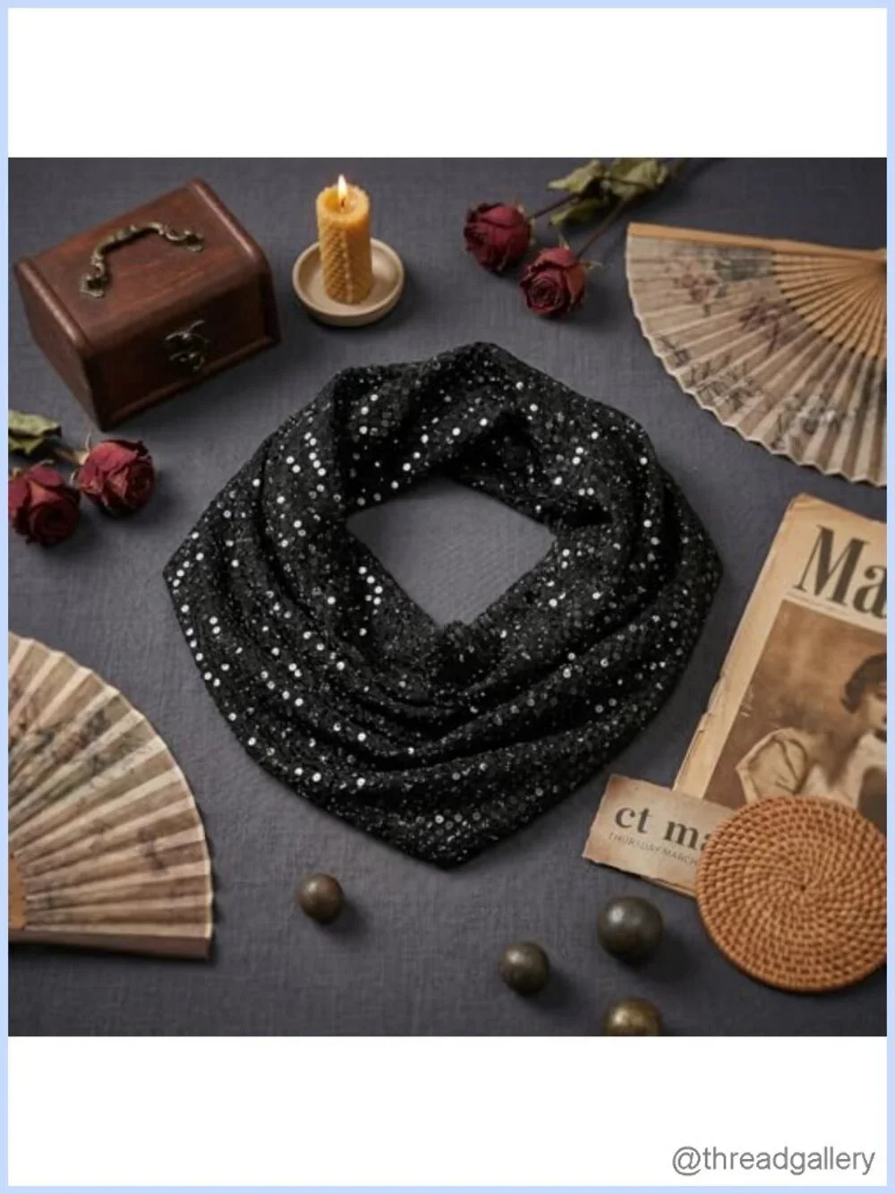 Sequin Rave Hood Scarf for Women Festival Party Accessory